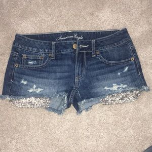 Jean Shorts with sequin pockets
